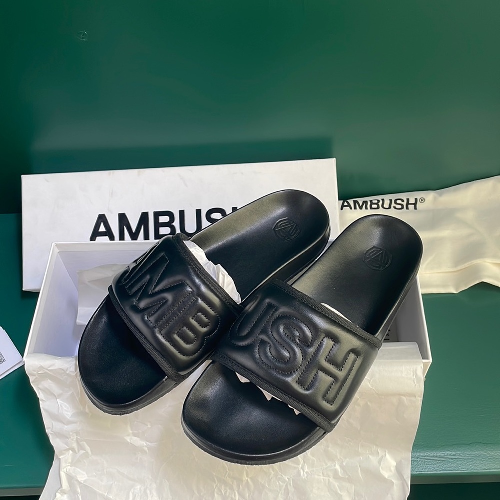 AMBUSH Quilted Leather Slides